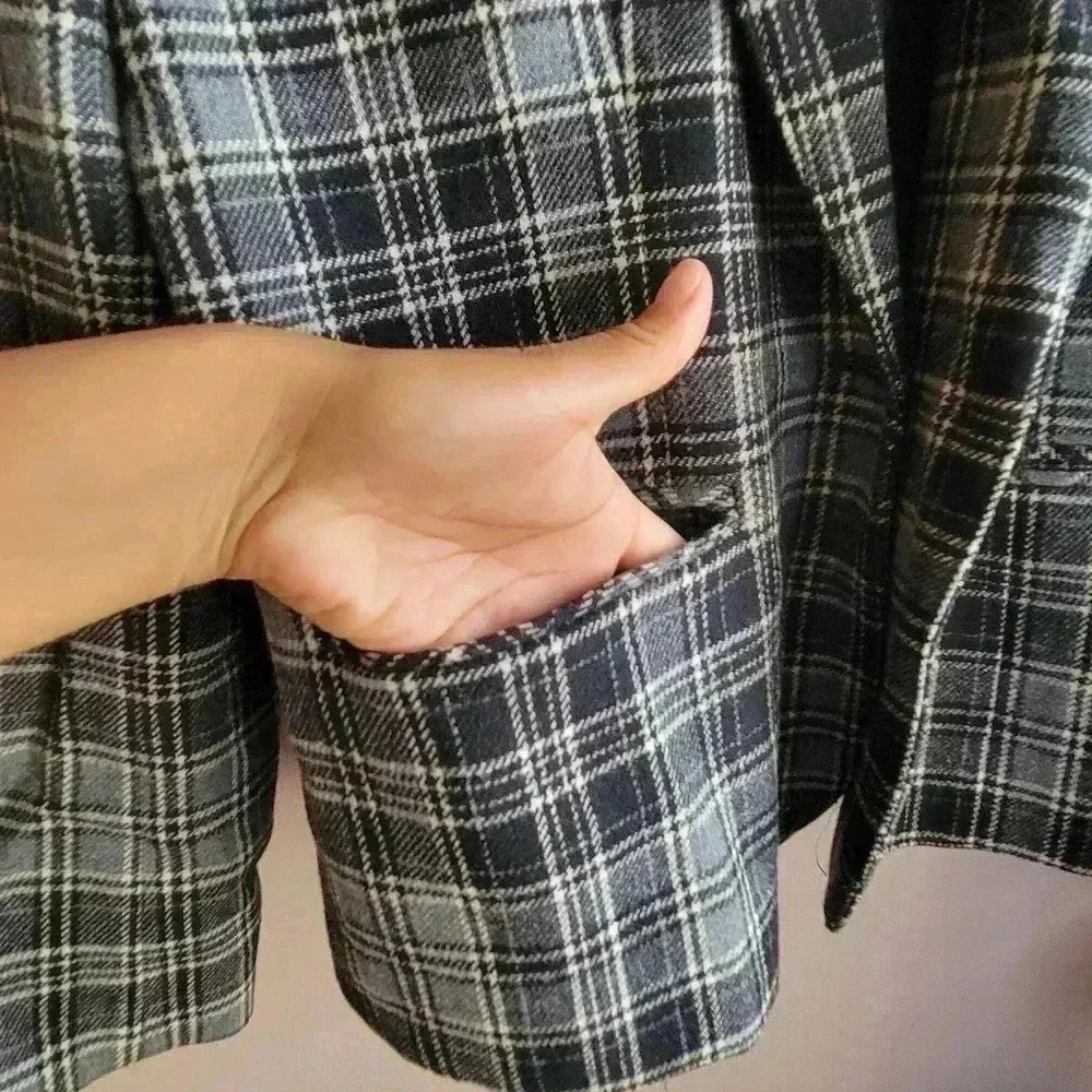 Vintage Pendleton 100% Virgin Wool Plaid Blazer Grey/Black Medium  1964-80's - Picture 6 of 8
